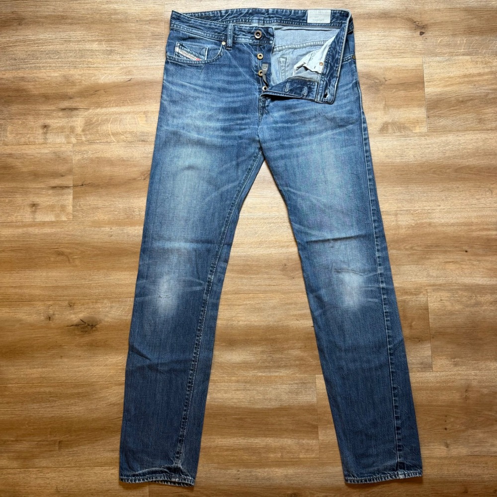 Diesel Buster Jeans Mens 31x32 Blue Regular Slim Tapered Wash 0823K Button Fly